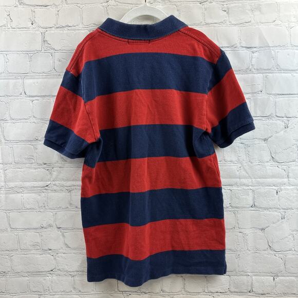 Polo Ralph Lauren Kids Striped Polo Shirt Red Navy Classic Preppy Style M 10-12 - Picture 5 of 9